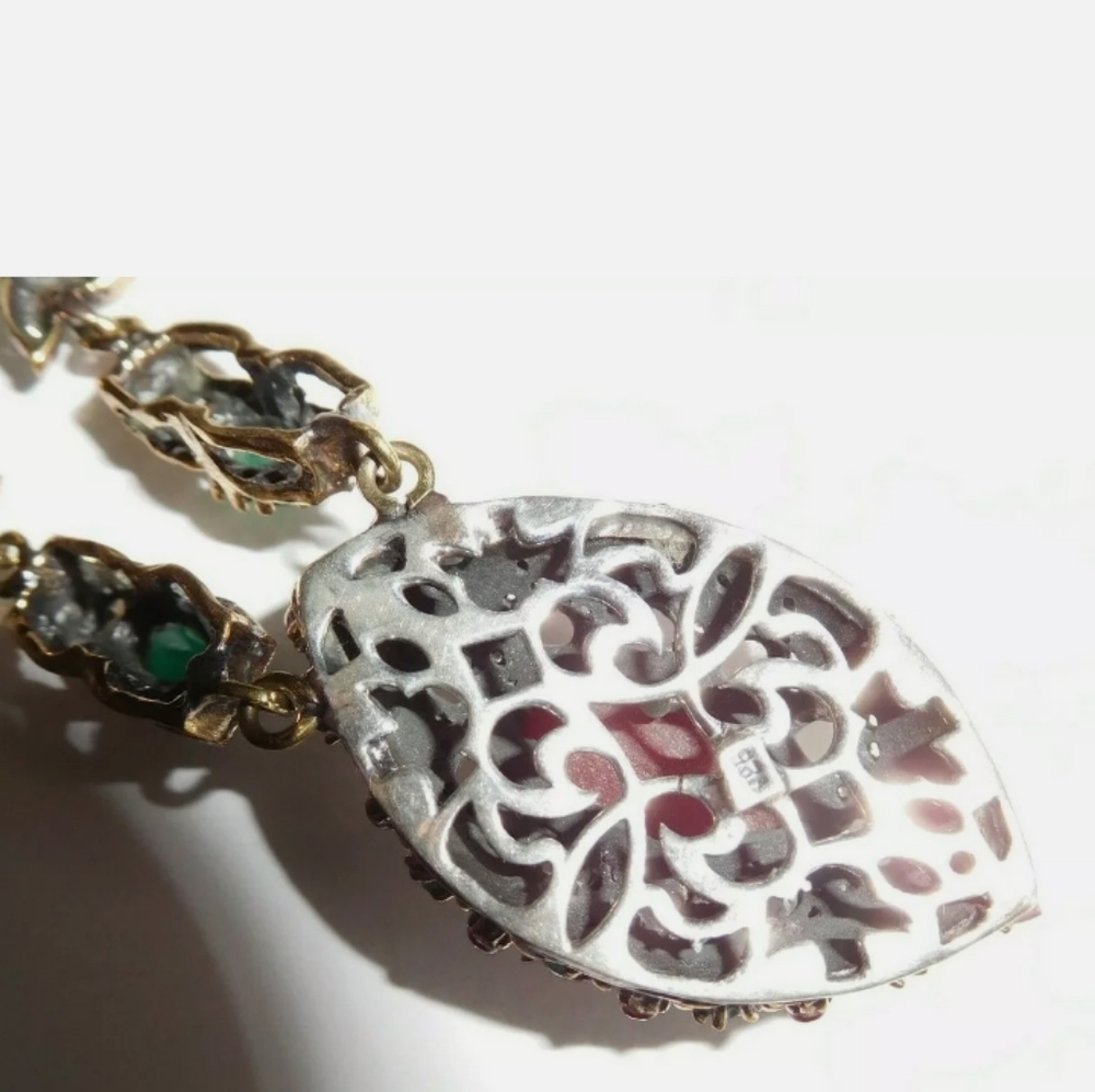 Ruby/Emerald/White Topaz 925 Silver Necklace - image 7